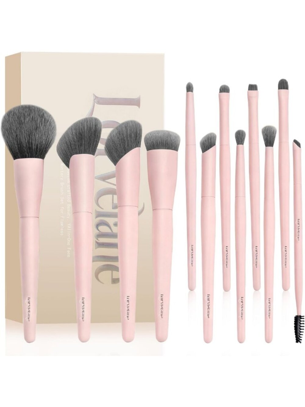 12-Piece Pink Makeup Brush Set with Case | Professional Quality, Soft Bristles